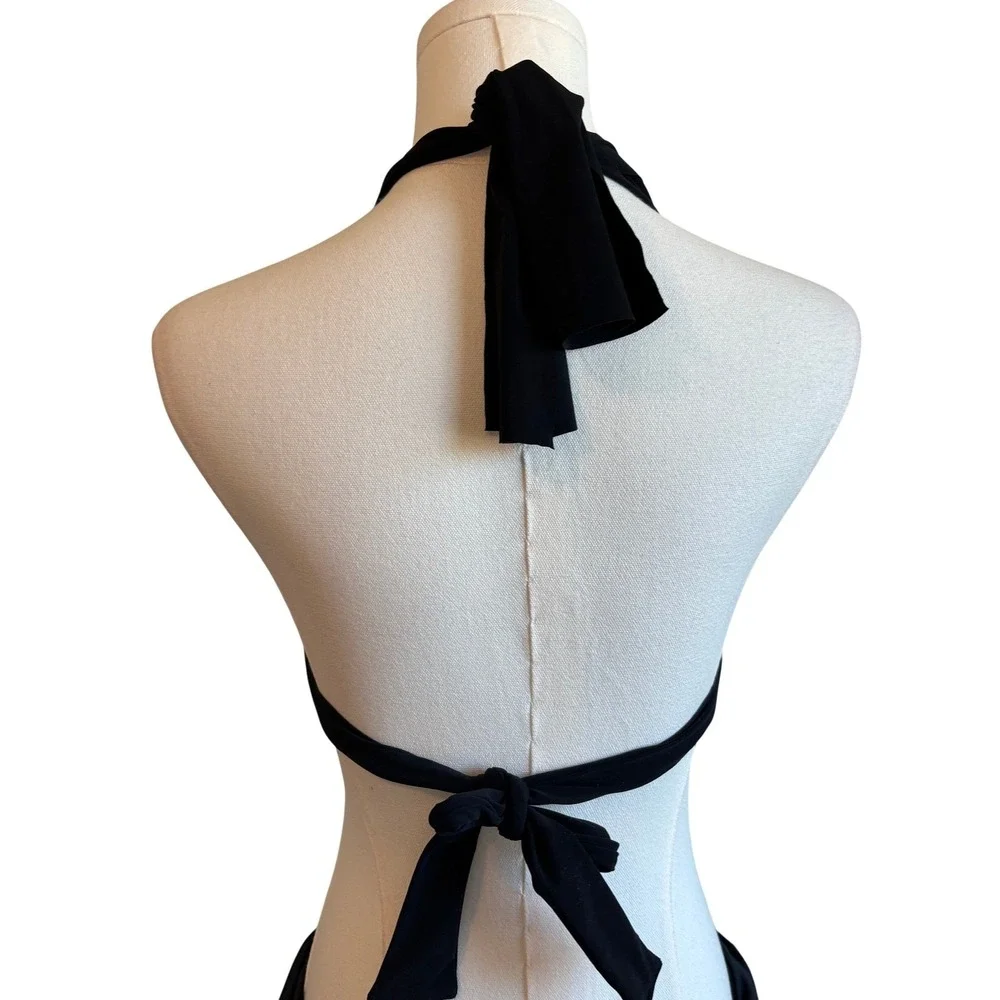 Despi‎ Bikini Set Black Size M Gold Ring Halter Brazilian Luxury
